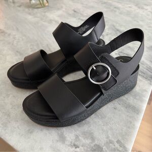Sofft Black Platform Wedge Sandals with Buckle - brand new/never worn